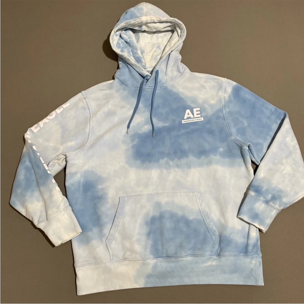 American Eagle Outfitters Light Blue Tie-Dye Hoodie